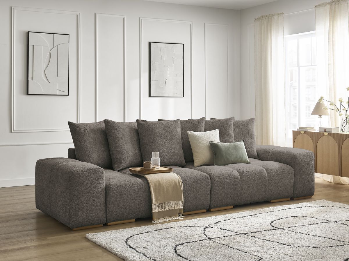 Canapé droit fixe 3 places ANAKIN tissu bouclette