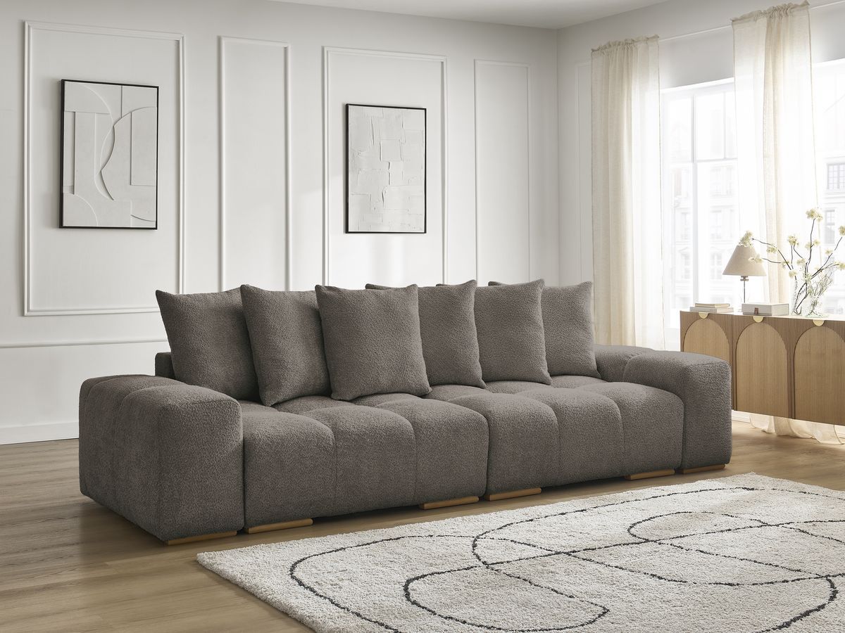 Canapé droit fixe 3 places ANAKIN tissu bouclette