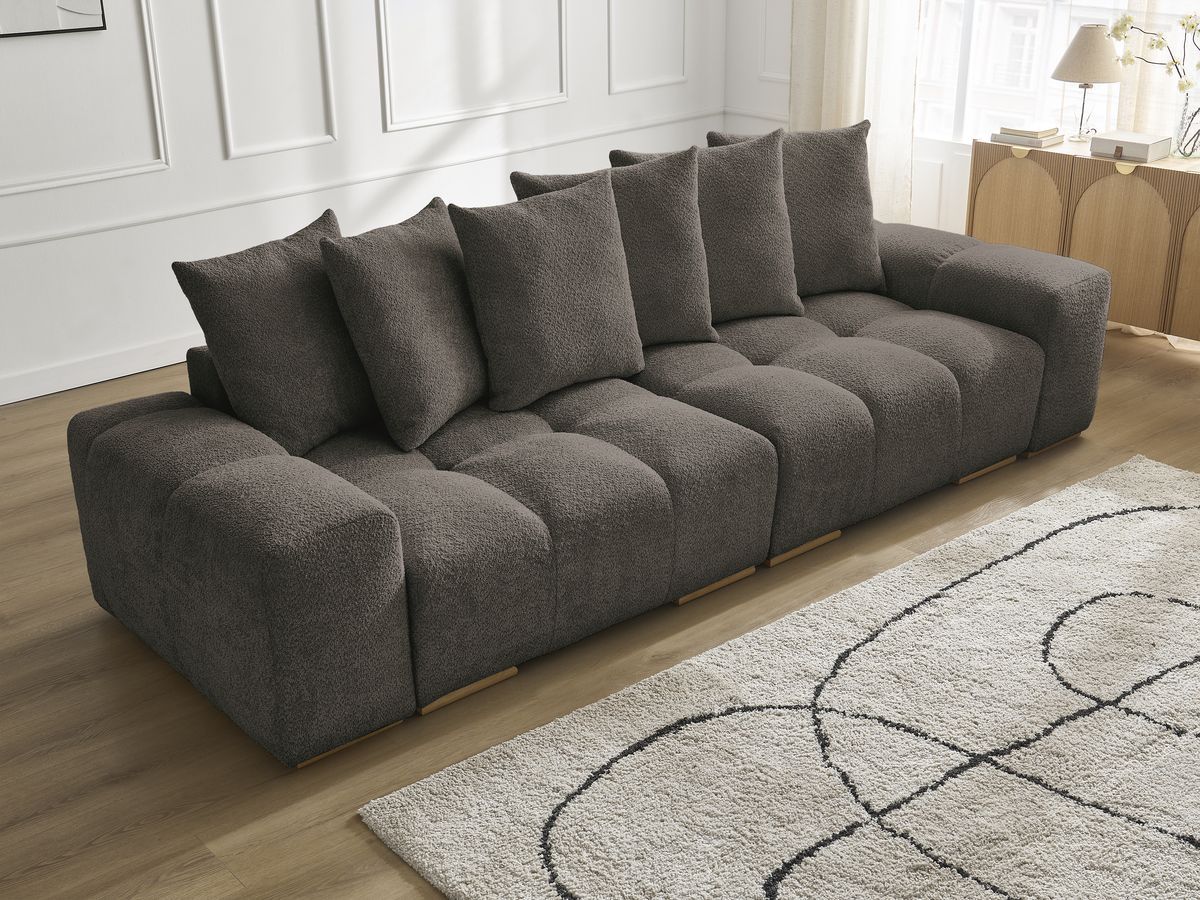 Canapé droit fixe 3 places ANAKIN tissu bouclette