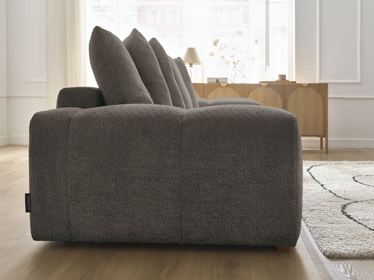 Canapé droit fixe 3 places ANAKIN tissu bouclette