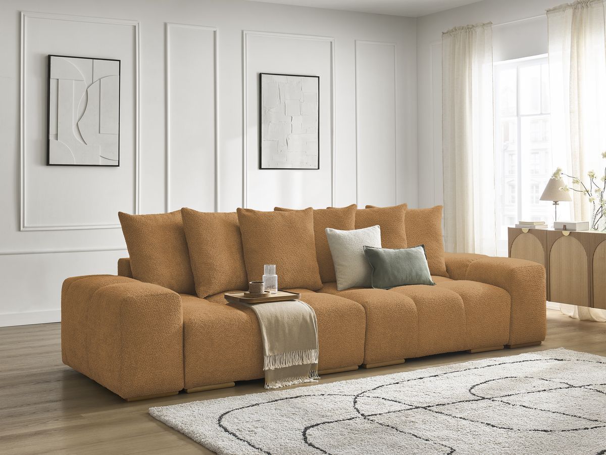 Canapé droit fixe 3 places ANAKIN tissu bouclette