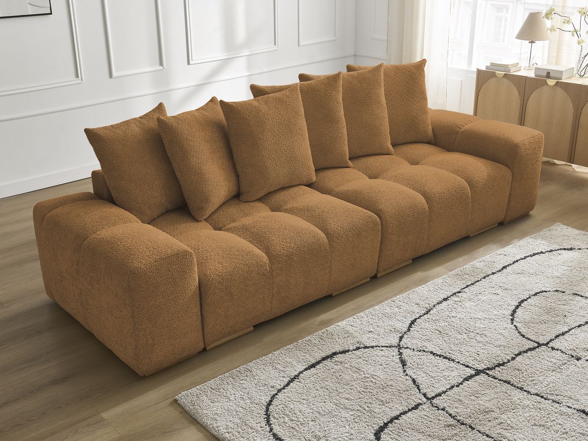 Canapé droit fixe 3 places ANAKIN tissu bouclette