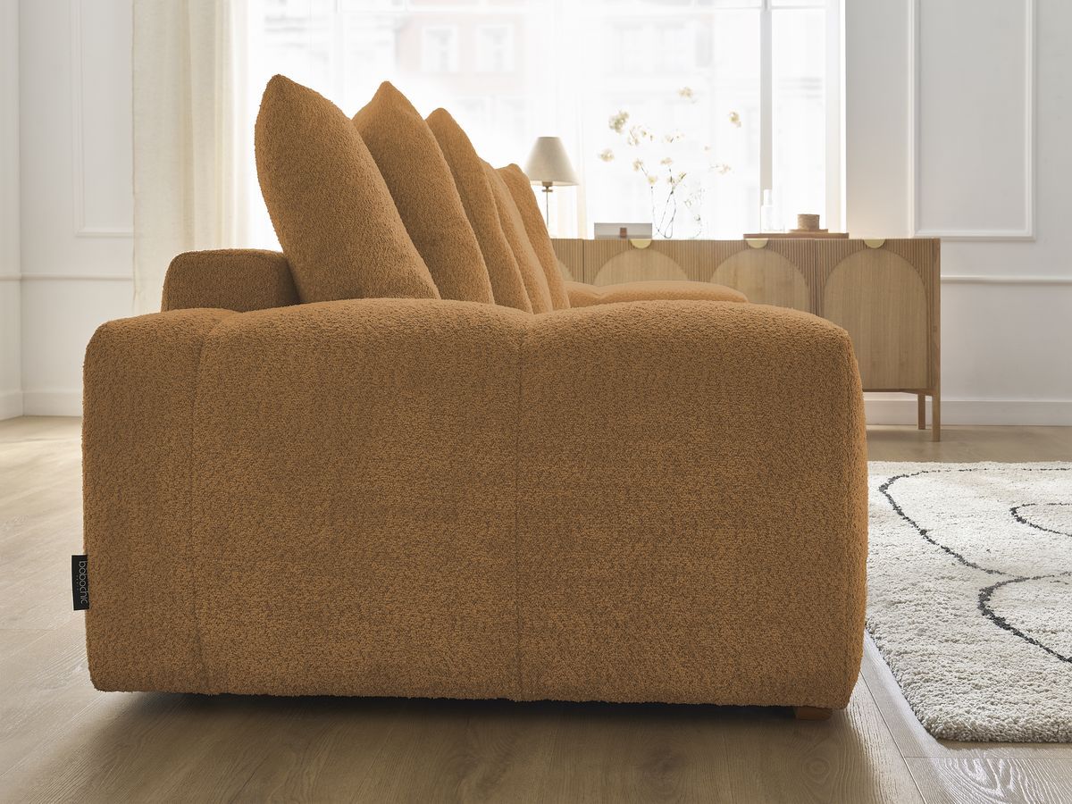 Canapé droit fixe 3 places ANAKIN tissu bouclette