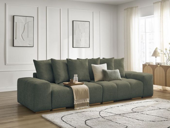 Canapé droit fixe 3 places ANAKIN tissu bouclette