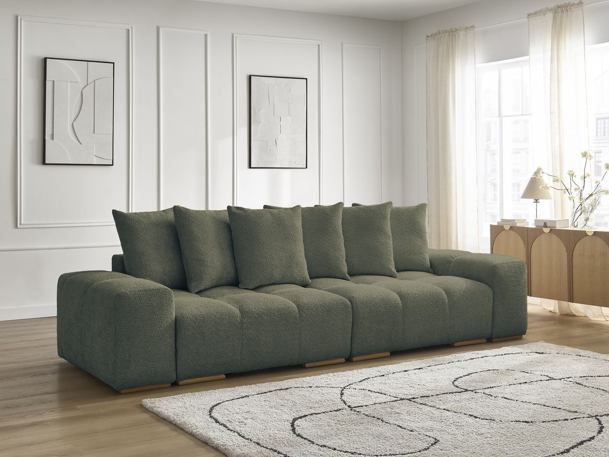 Canapé droit fixe 3 places ANAKIN tissu bouclette