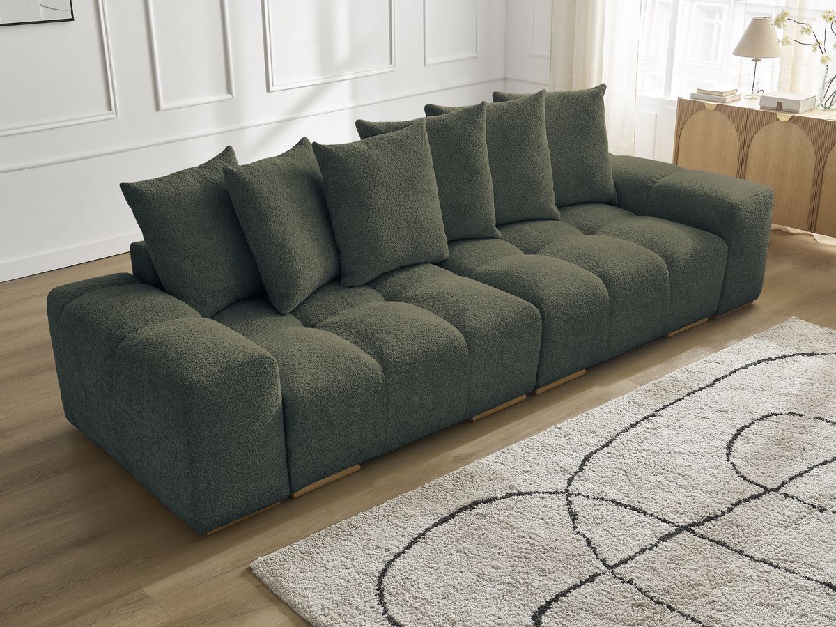 Canapé droit fixe 3 places ANAKIN tissu bouclette