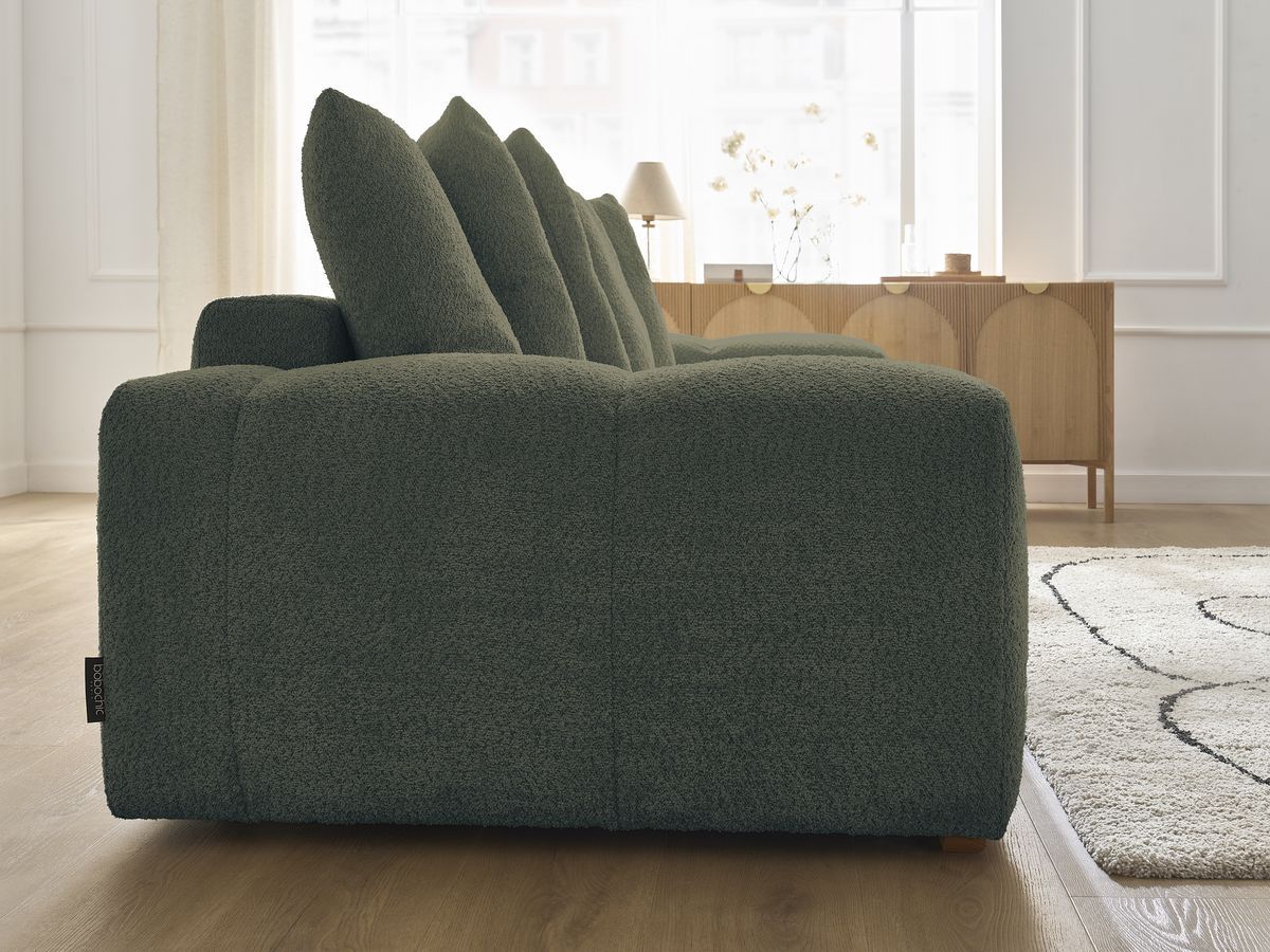 Canapé droit fixe 3 places ANAKIN tissu bouclette