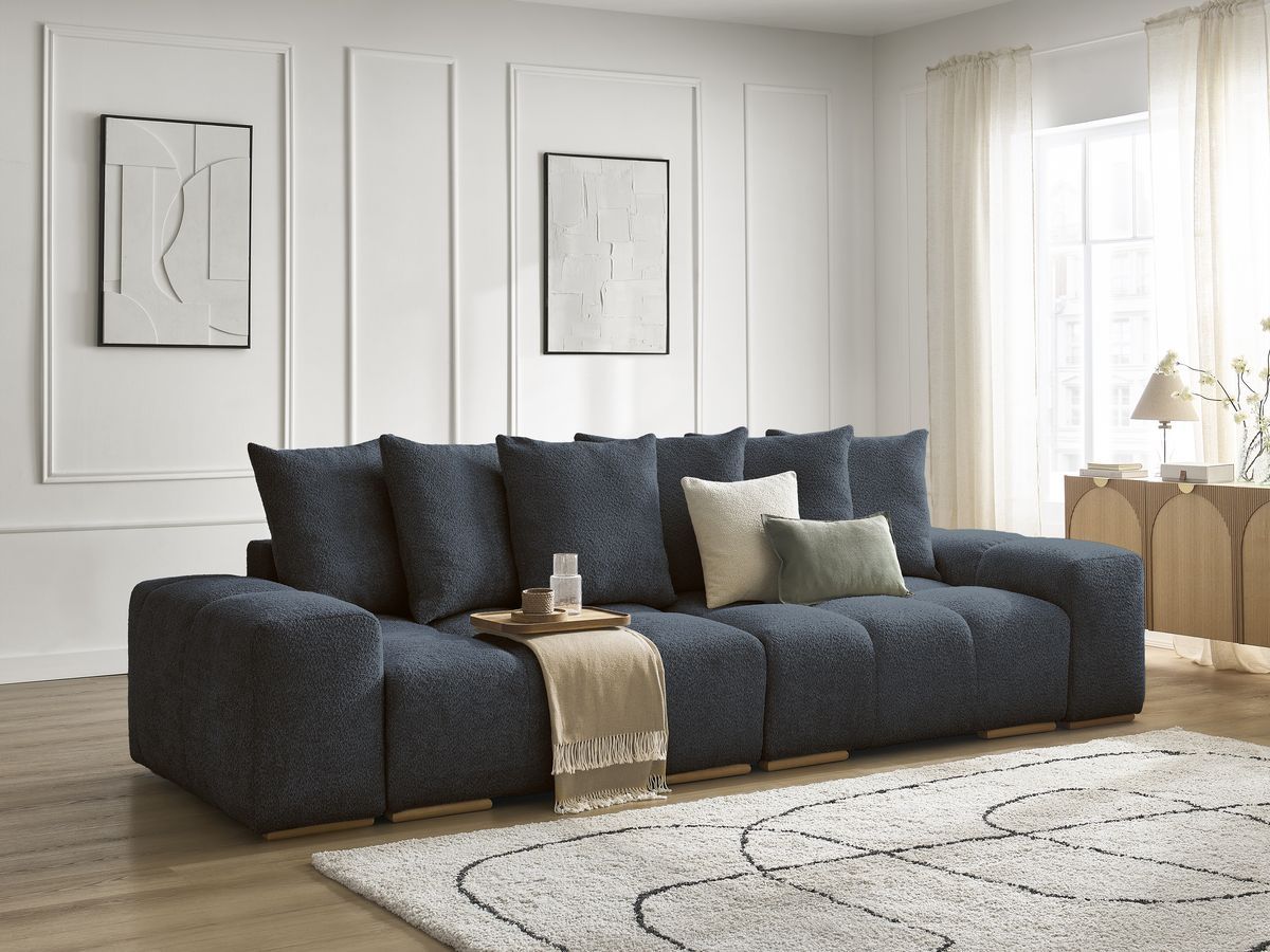 Canapé droit fixe 3 places ANAKIN tissu bouclette