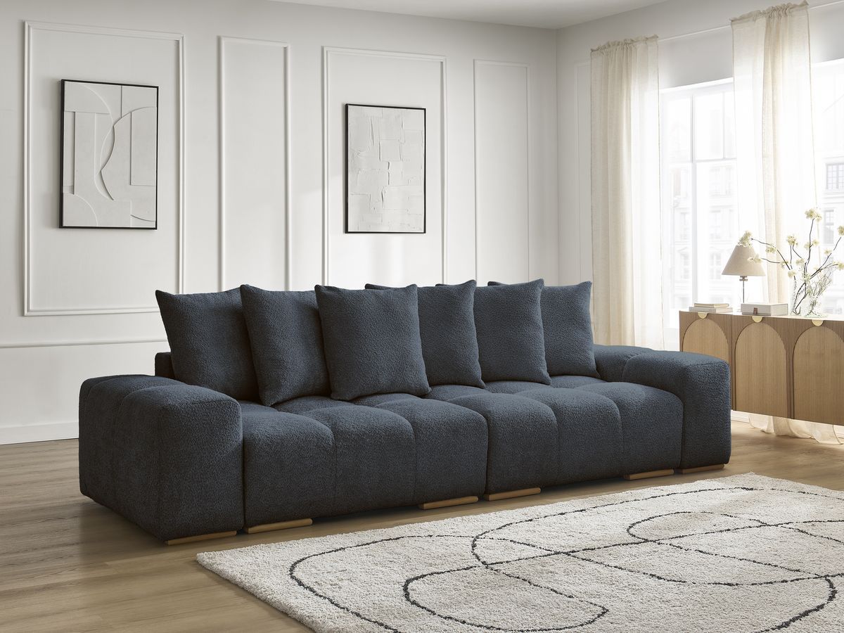 Canapé droit fixe 3 places ANAKIN tissu bouclette