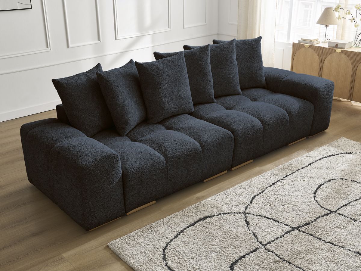 Canapé droit fixe 3 places ANAKIN tissu bouclette