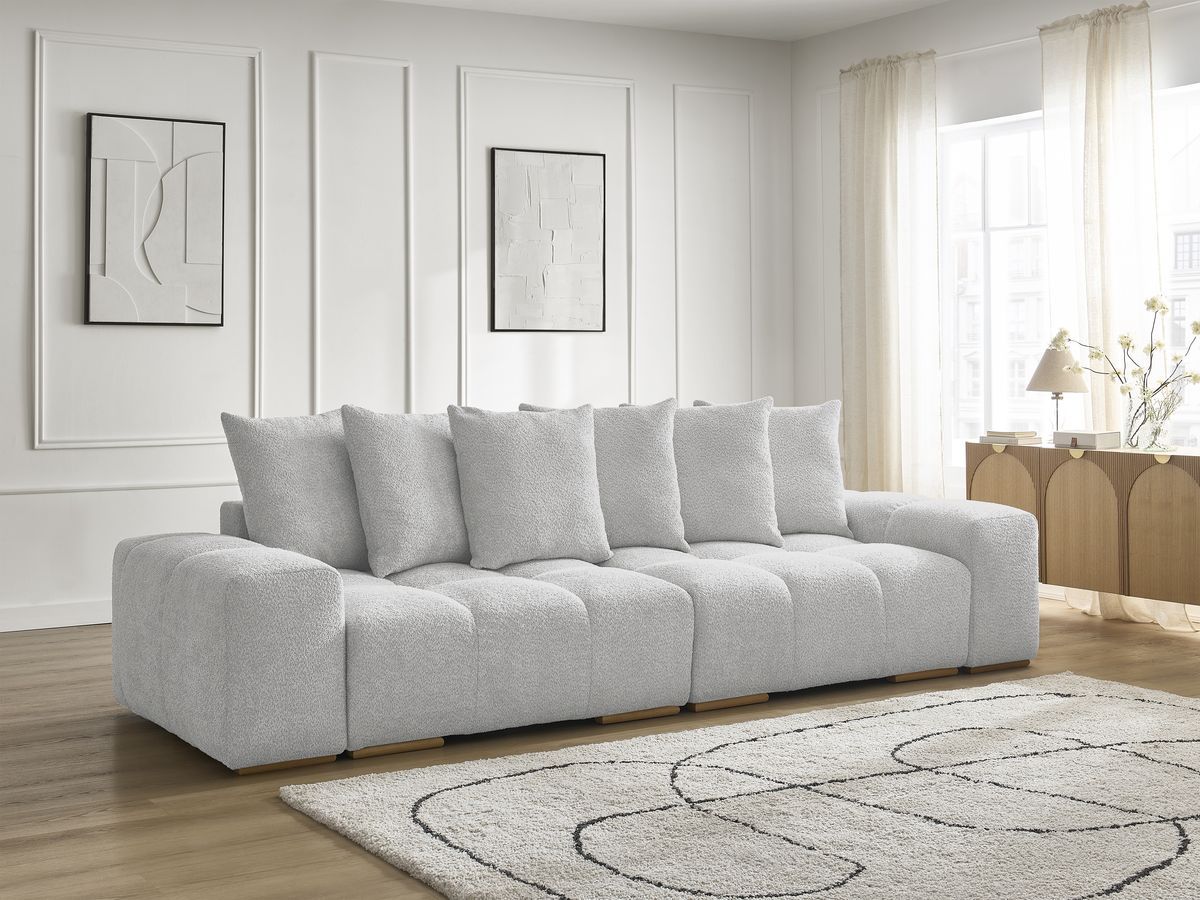 Canapé droit fixe 3 places ANAKIN tissu bouclette