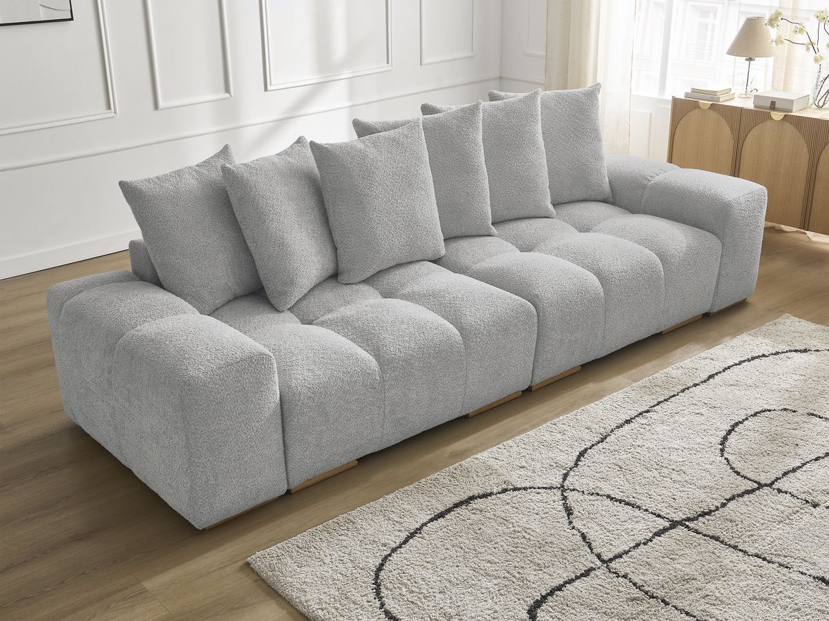 Canapé droit fixe 3 places ANAKIN tissu bouclette