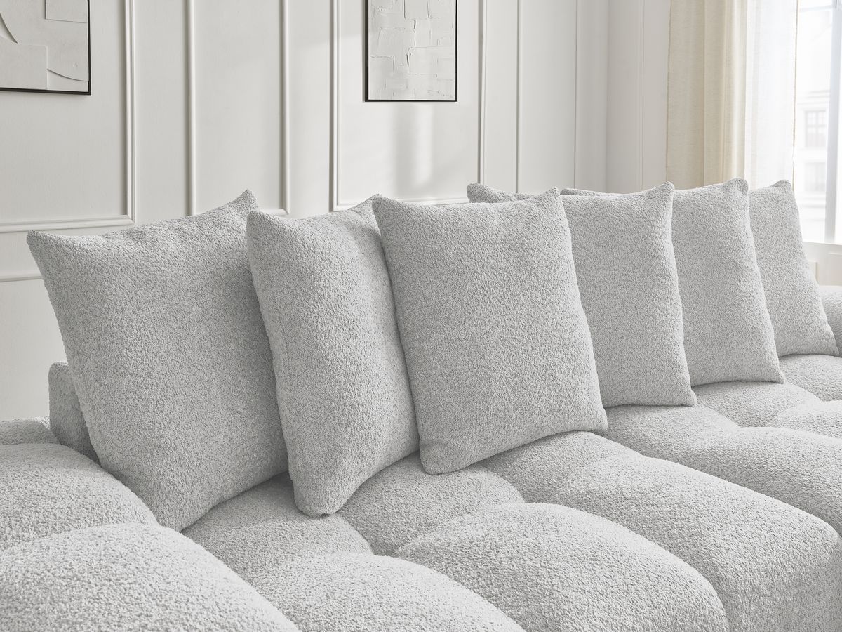 Canapé droit fixe 3 places ANAKIN tissu bouclette