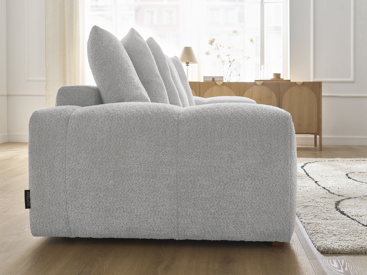 Canapé droit fixe 3 places ANAKIN tissu bouclette