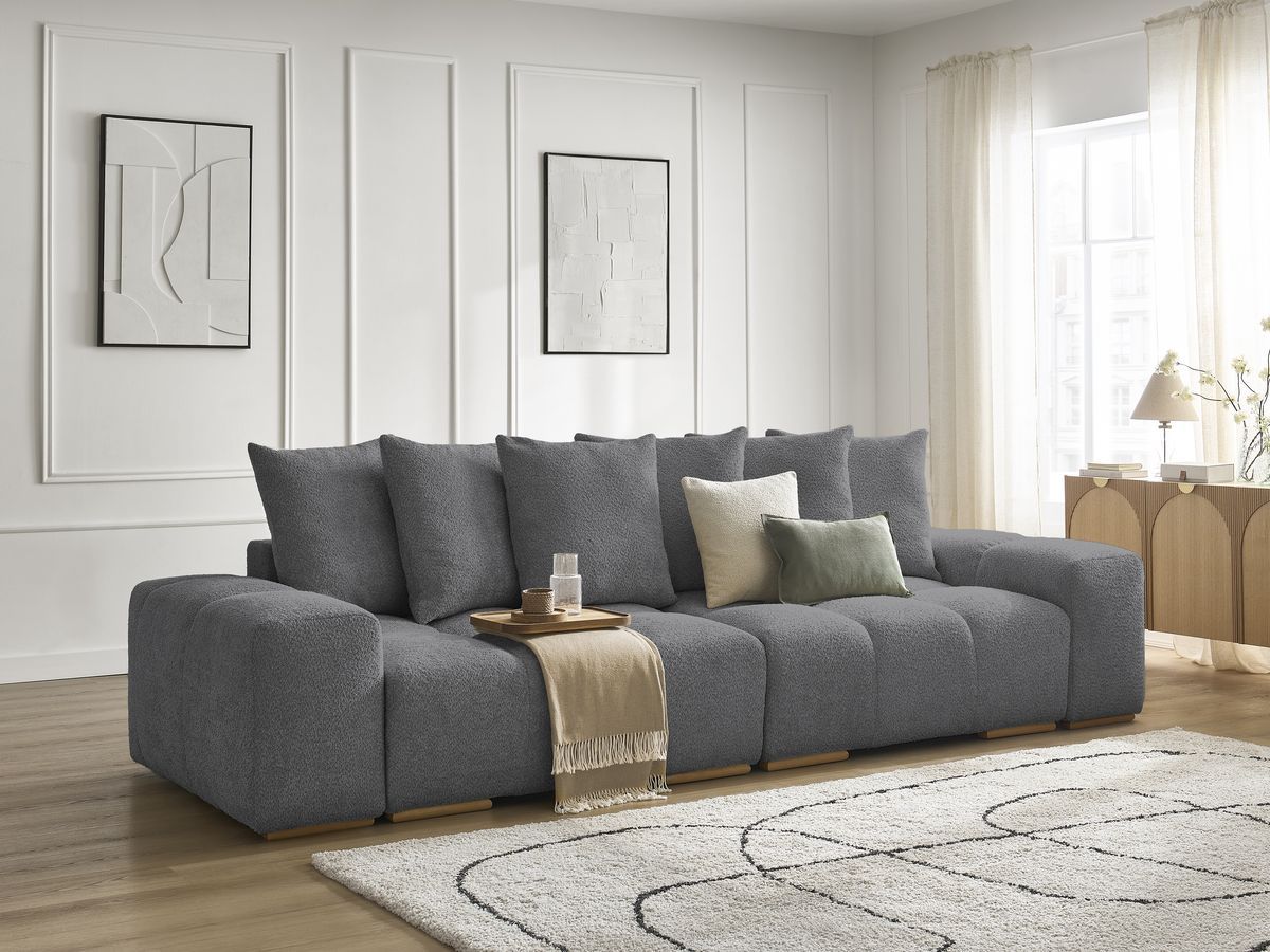 Canapé droit fixe 3 places ANAKIN tissu bouclette