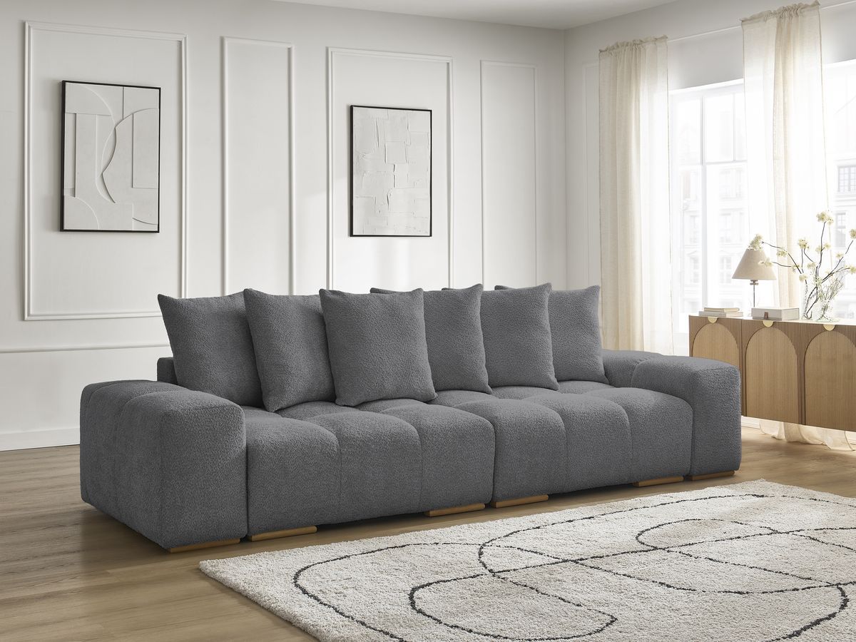 Canapé droit fixe 3 places ANAKIN tissu bouclette