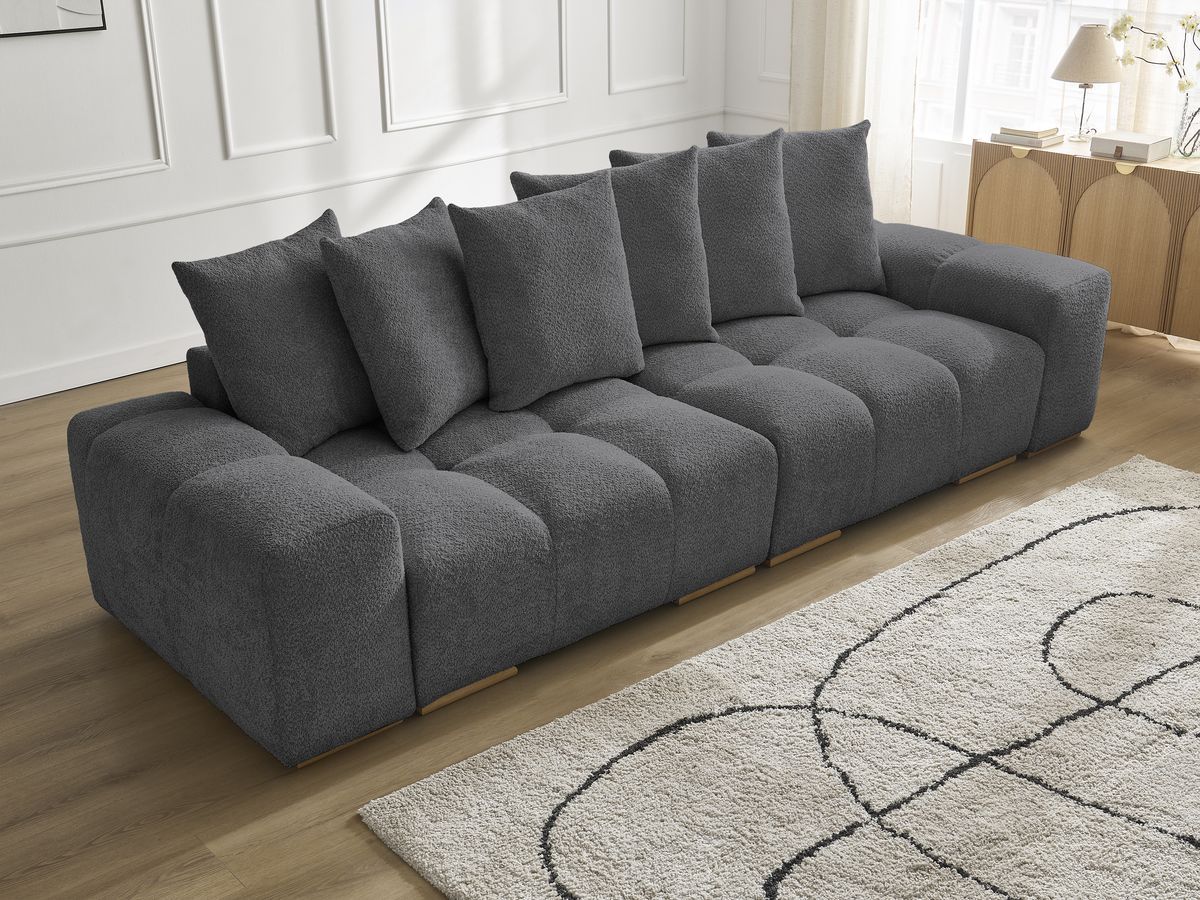 Canapé droit fixe 3 places ANAKIN tissu bouclette