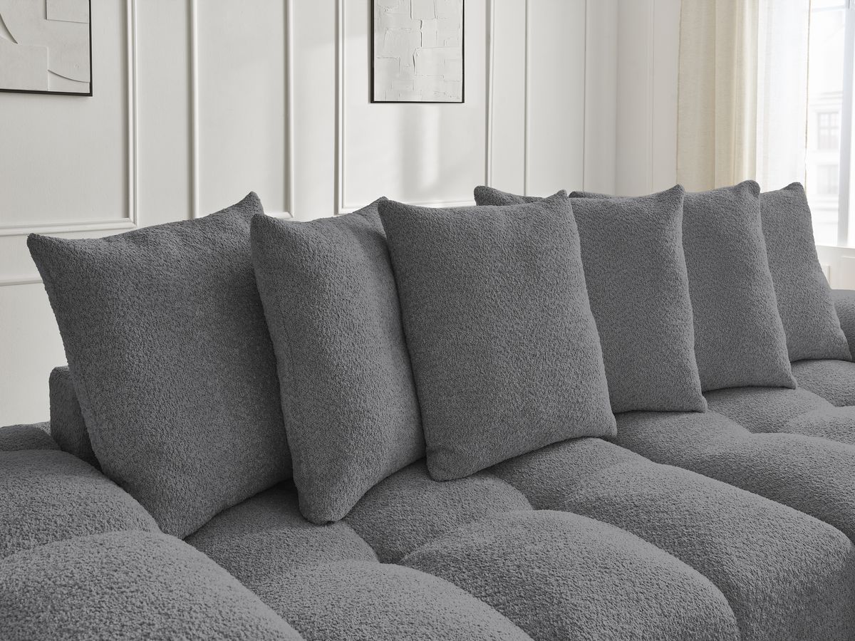 Canapé droit fixe 3 places ANAKIN tissu bouclette