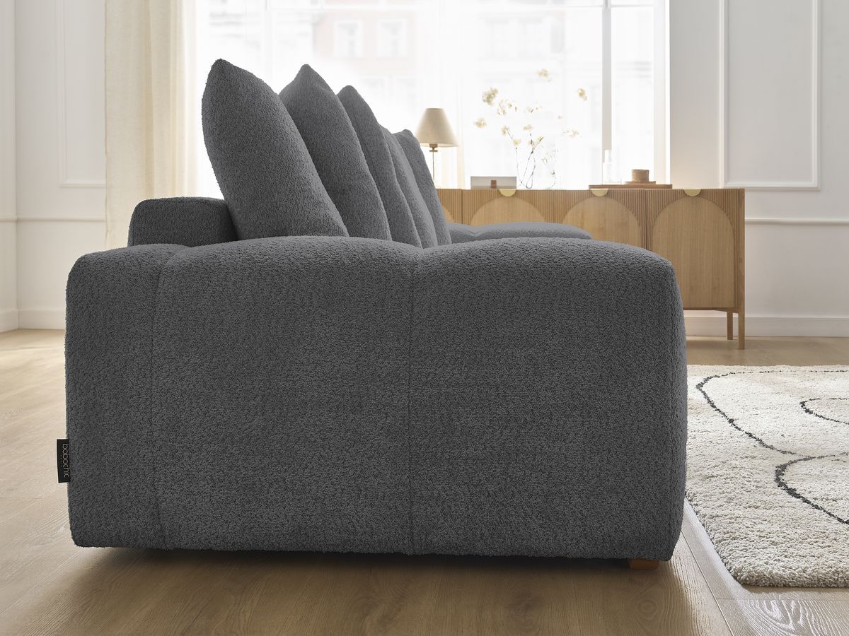 Canapé droit fixe 3 places ANAKIN tissu bouclette