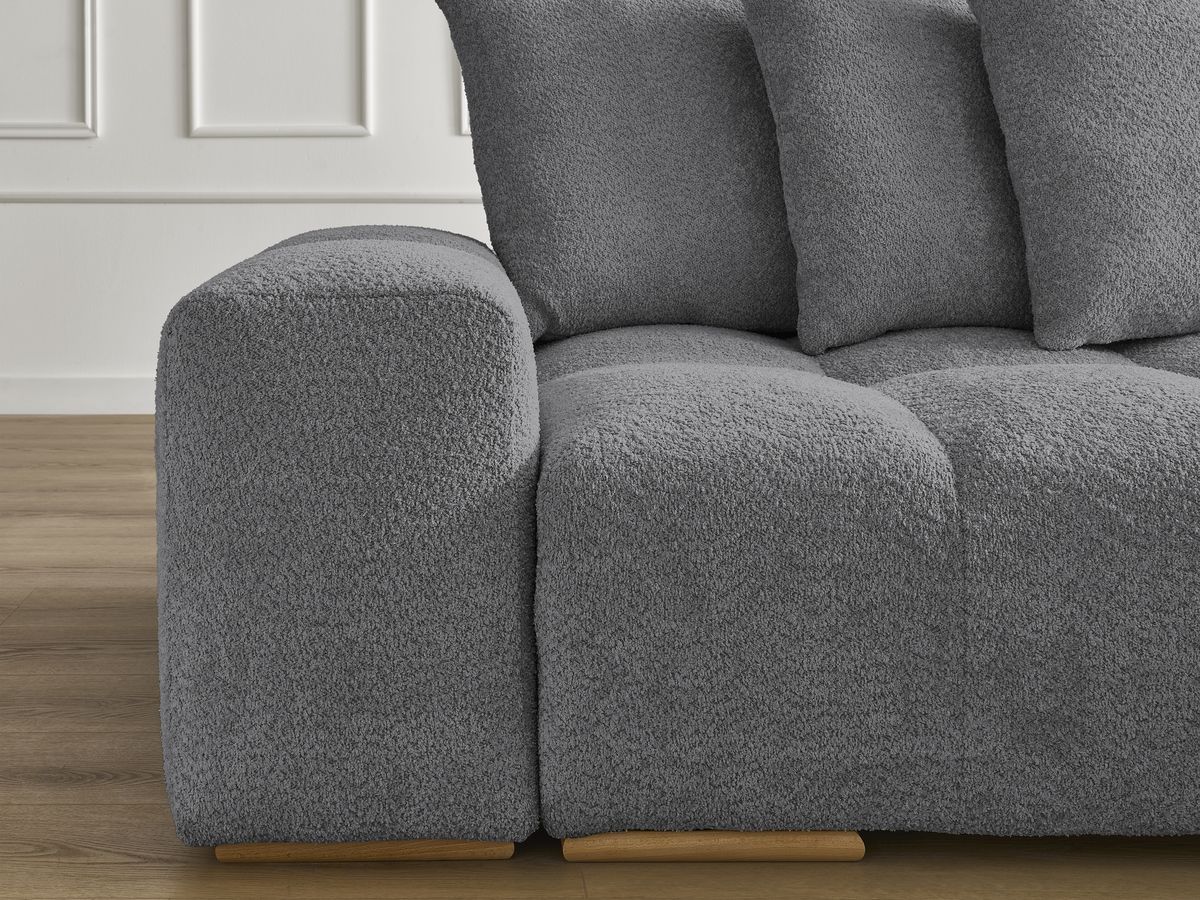 Canapé droit fixe 3 places ANAKIN tissu bouclette