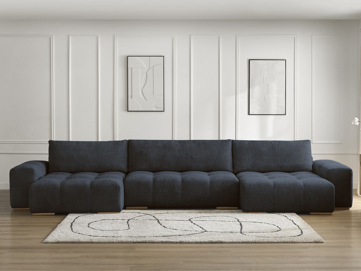 Canapé panoramique ANAKIN bouclette bleu foncé — vue 5