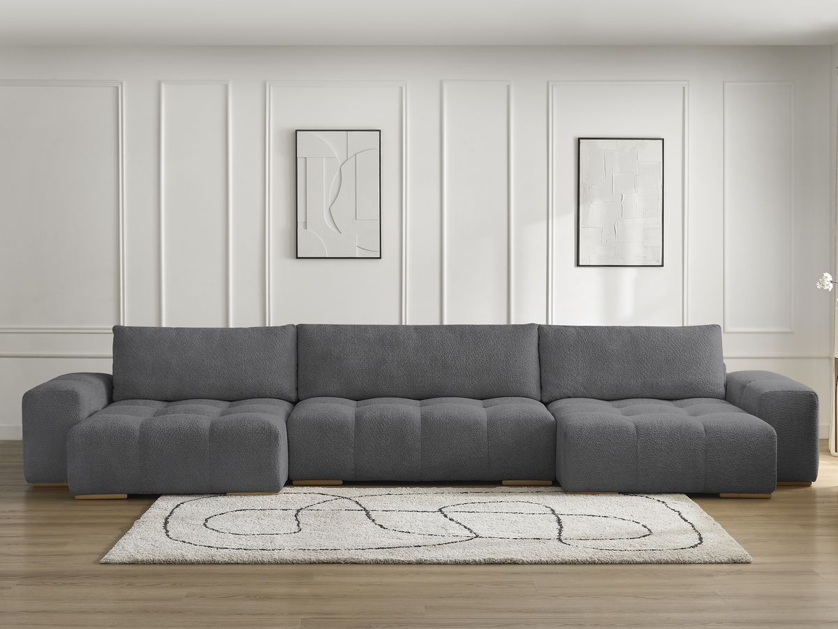 Canapé panoramique ANAKIN bouclette gris foncé — vue 5