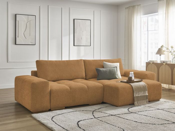 Canapé d'angle réversible ANAKIN tissu bouclette