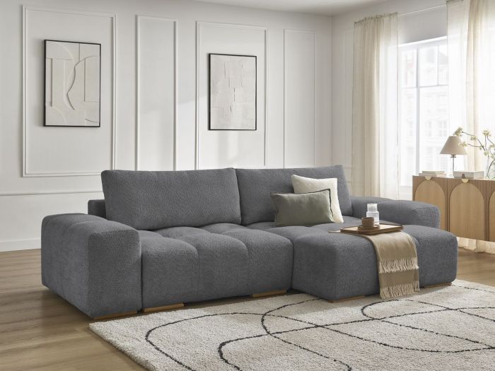 Canapé d'angle réversible ANAKIN tissu bouclette