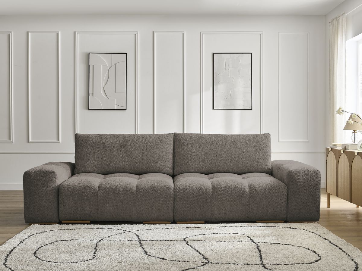 Canapé droit convertible coffre ANAKIN bouclette marron — vue 5