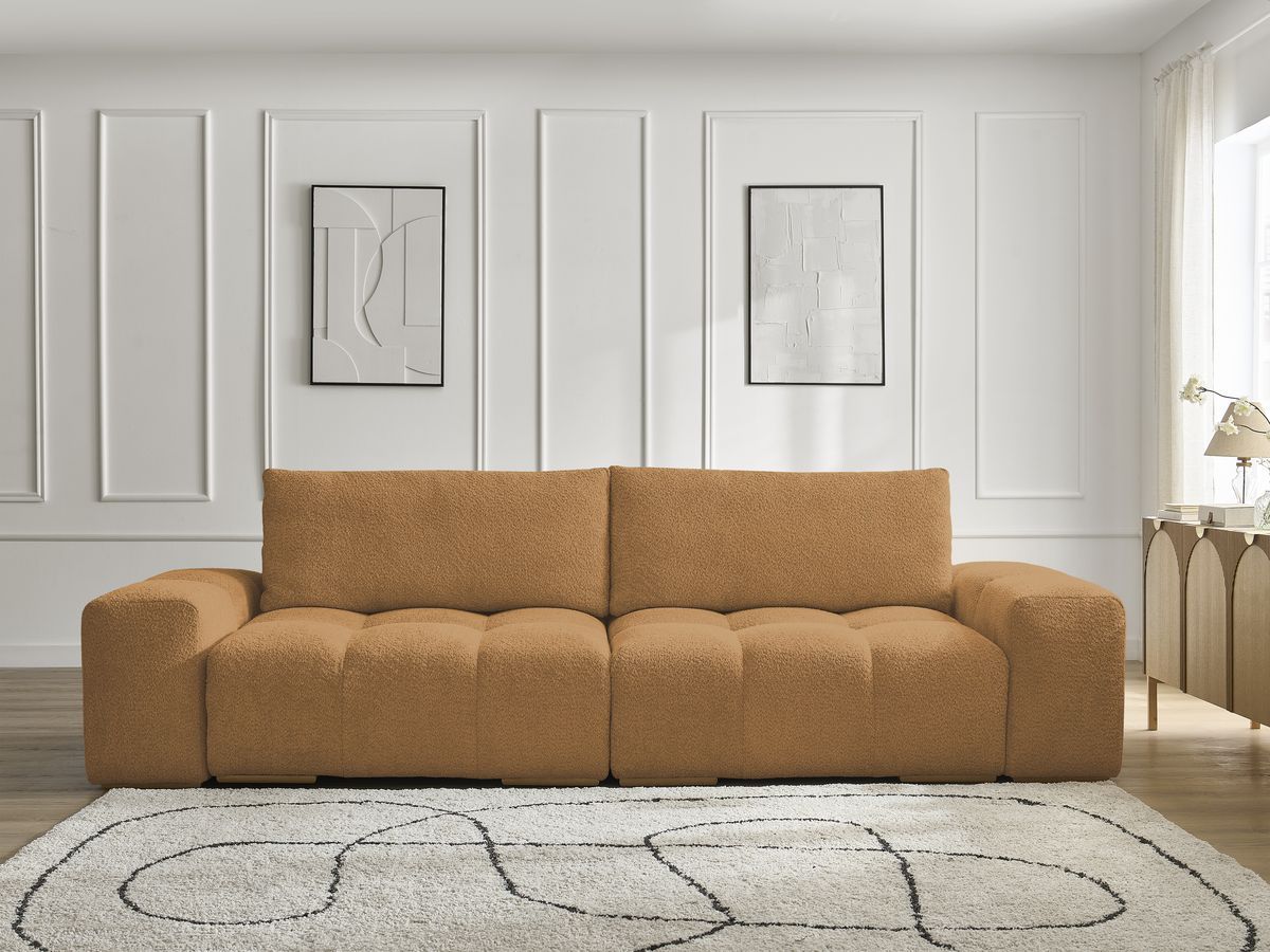 Canapé droit convertible coffre ANAKIN bouclette jaune — vue 5