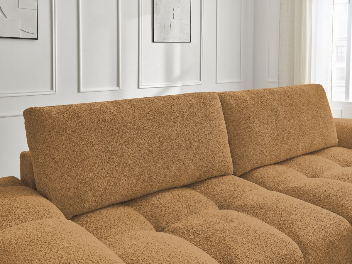 Canapé droit convertible coffre ANAKIN tissu bouclette