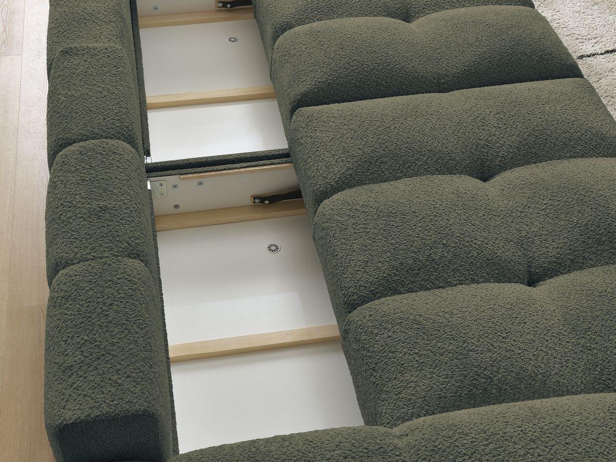 Canapé d'angle fixe EVEREST tissu chiné - Orange - Angle droit - 10 coussins