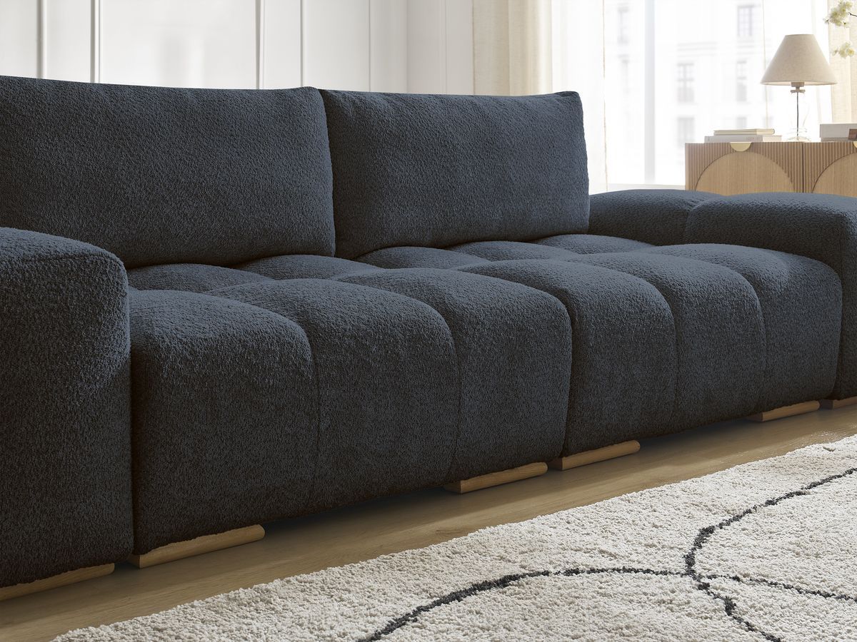 Canapé droit convertible coffre ANAKIN tissu bouclette
