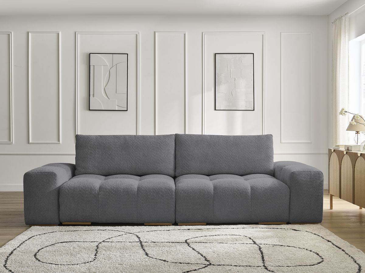 Canapé droit convertible coffre ANAKIN bouclette gris foncé — vue 5