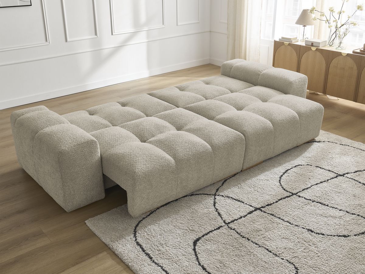 Canapé droit convertible coffre ANAKIN tissu bouclette