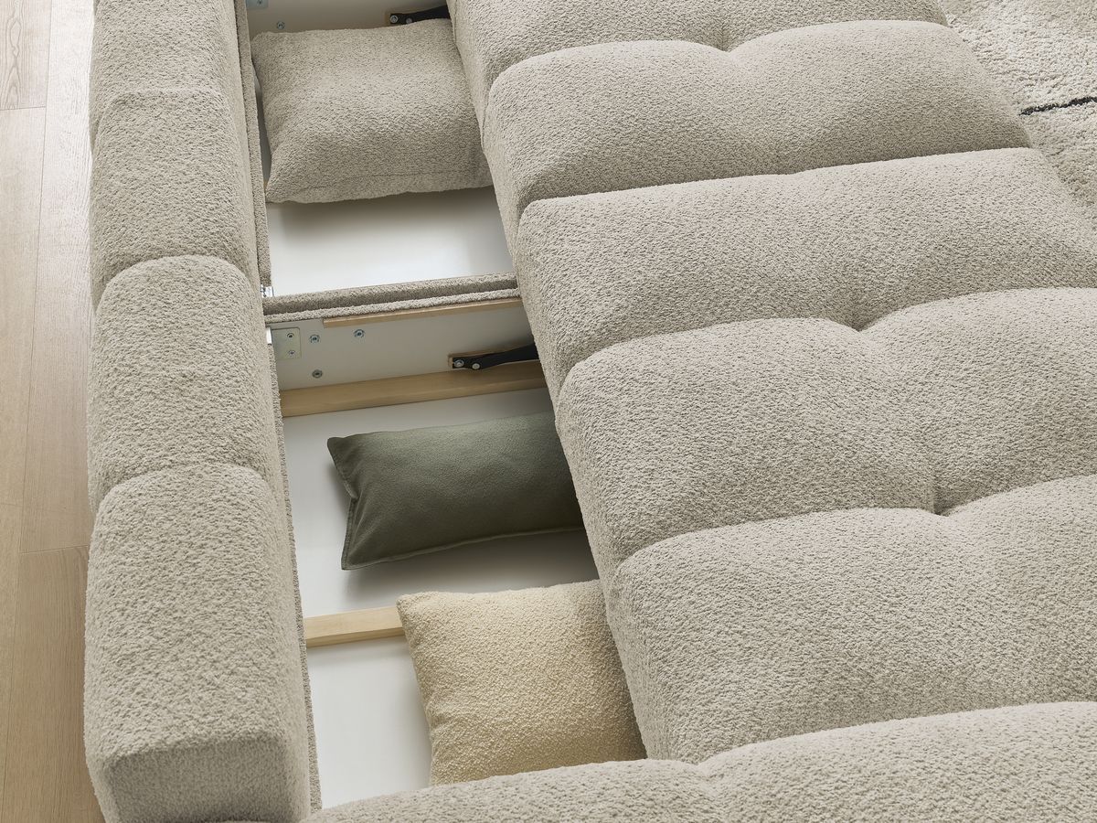 Canapé droit convertible coffre ANAKIN tissu bouclette