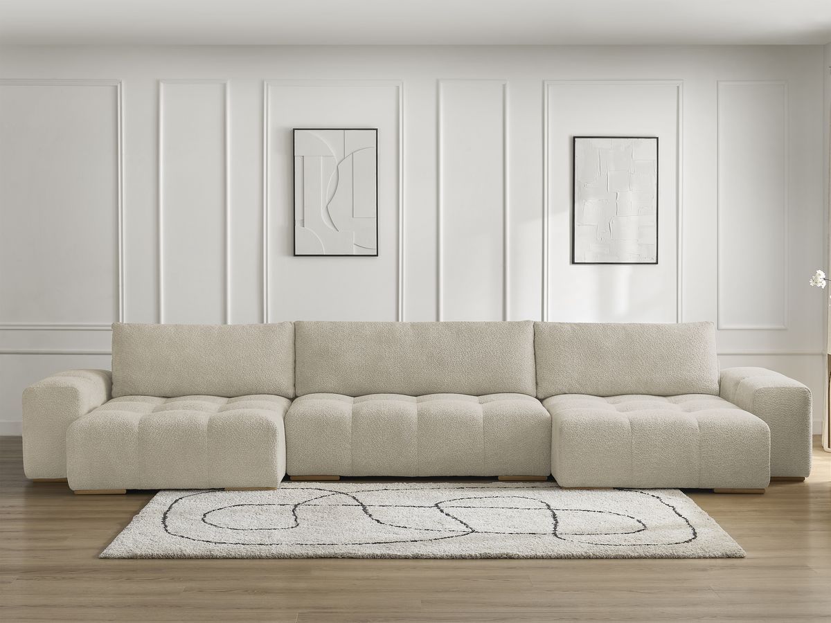 Canapé panoramique convertible coffre ANAKIN bouclette beige — vue 5