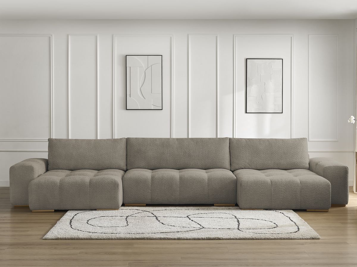 Canapé panoramique convertible coffre ANAKIN bouclette taupe — vue 5