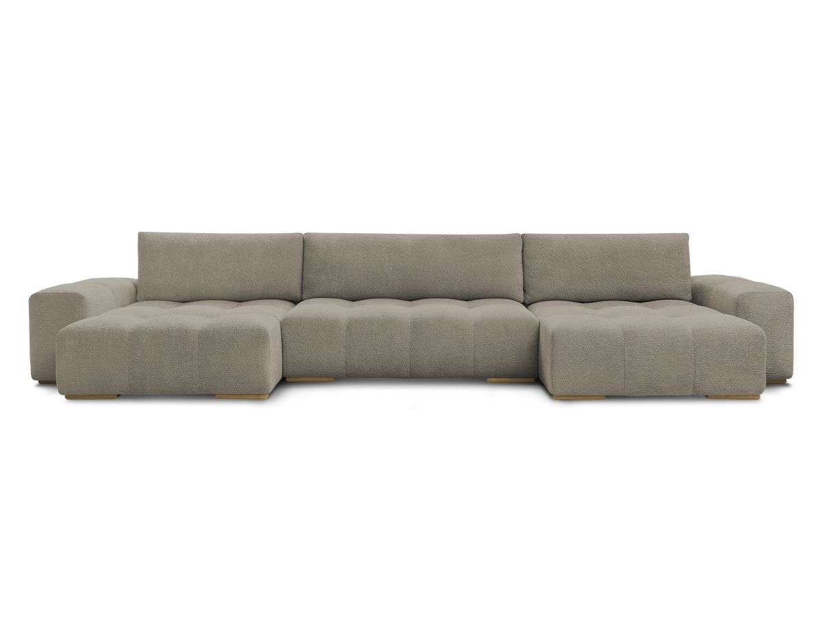Canapé d'angle fixe EVEREST tissu chiné - Orange - Angle droit - 10 coussins