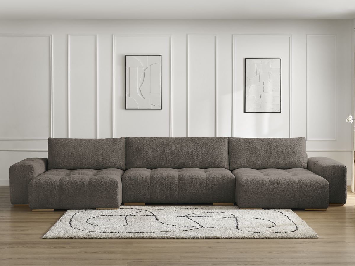 Canapé panoramique convertible coffre ANAKIN bouclette marron — vue 5