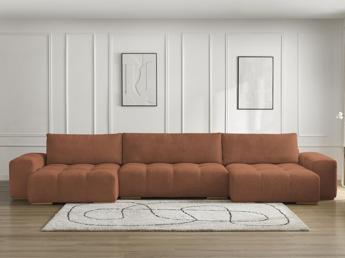 Canapé panoramique convertible coffre ANAKIN bouclette orange — vue 5