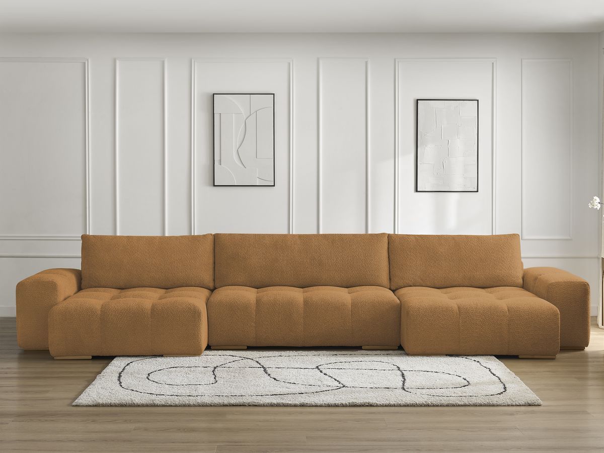 Canapé panoramique convertible coffre ANAKIN bouclette jaune — vue 5