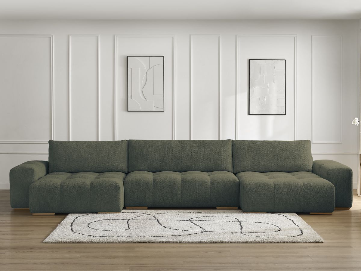 Canapé panoramique convertible coffre ANAKIN bouclette vert — vue 5