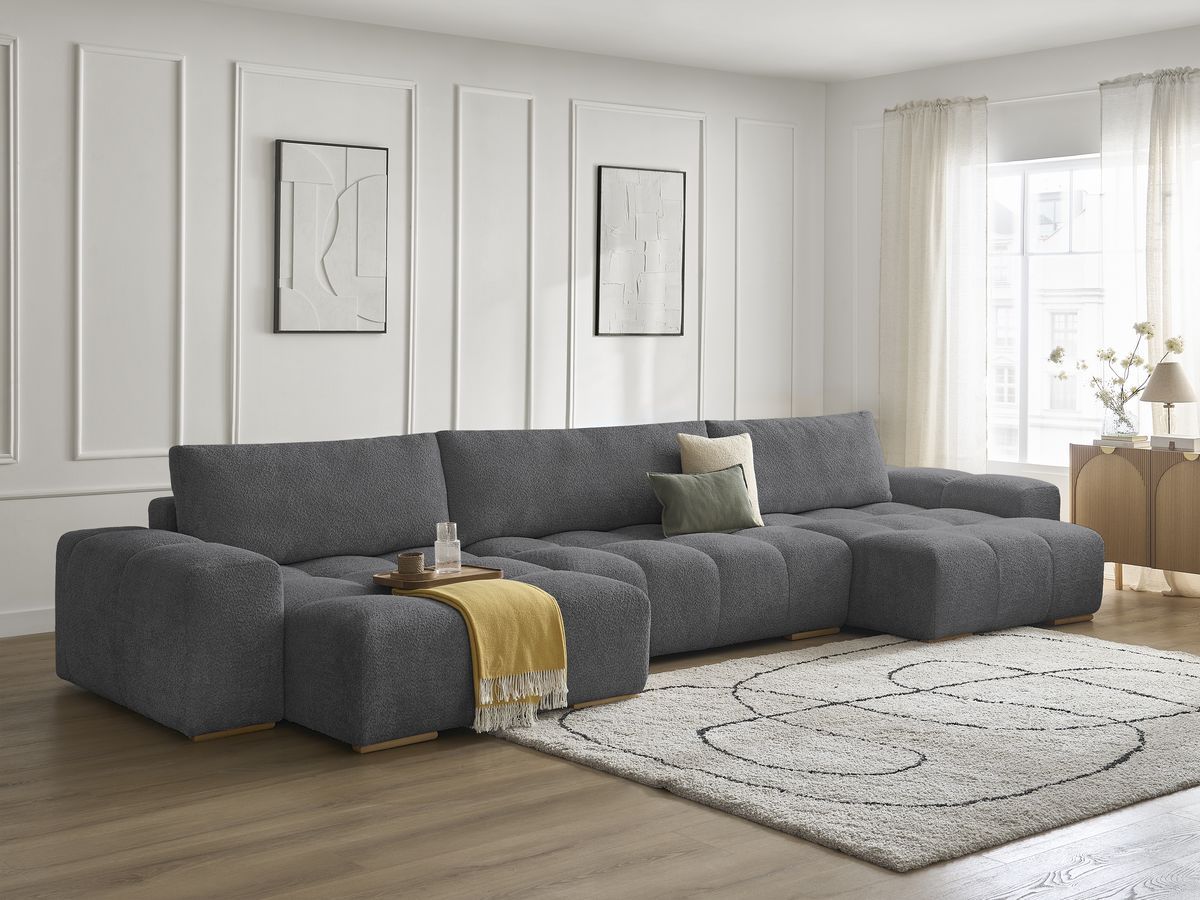ANAKIN panoramische slaapbank met opbergvak en badstof bekleding