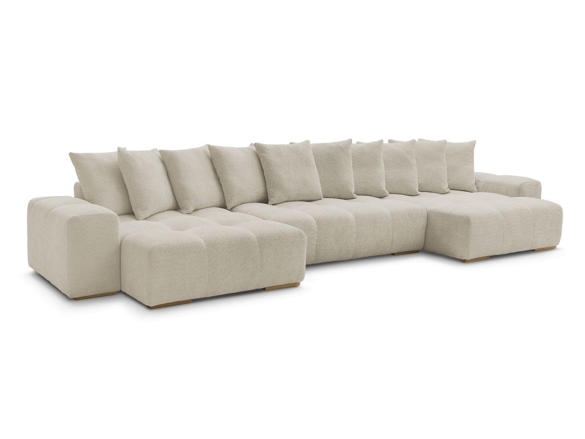 anakin panoramische slaapbank met opbergvak en badstof bekleding gekleurd beige