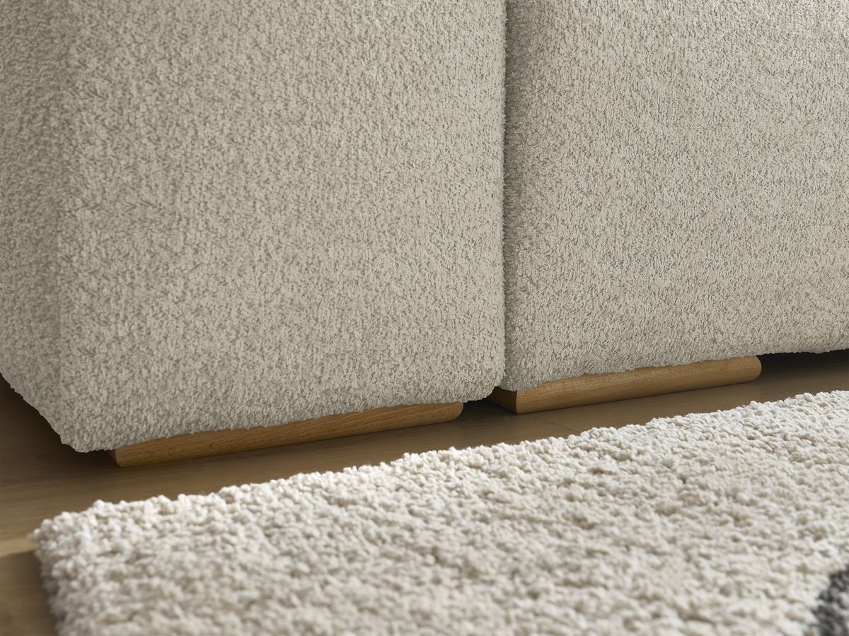Canapé d'angle fixe EVEREST tissu chiné - Orange - Angle droit - 10 coussins
