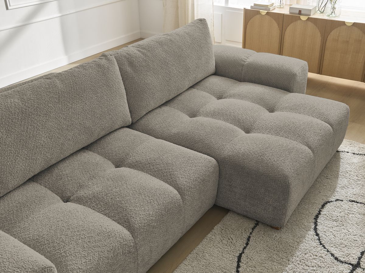 Canapé d'angle convertible réversible coffre ANAKIN tissu bouclette