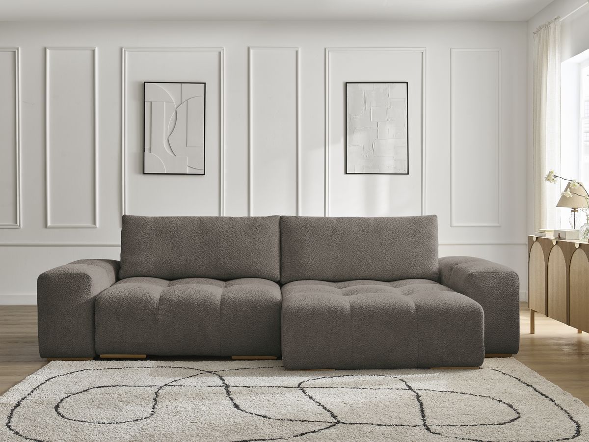 Canapé d'angle convertible réversible coffre ANAKIN bouclette marron — vue 5