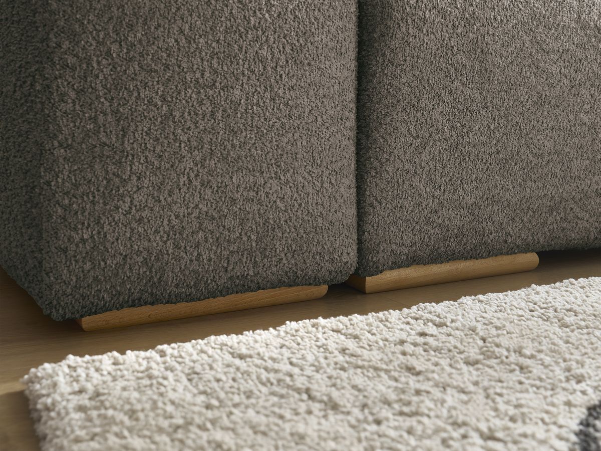 Canapé d'angle fixe EVEREST tissu chiné - Orange - Angle droit - 10 coussins