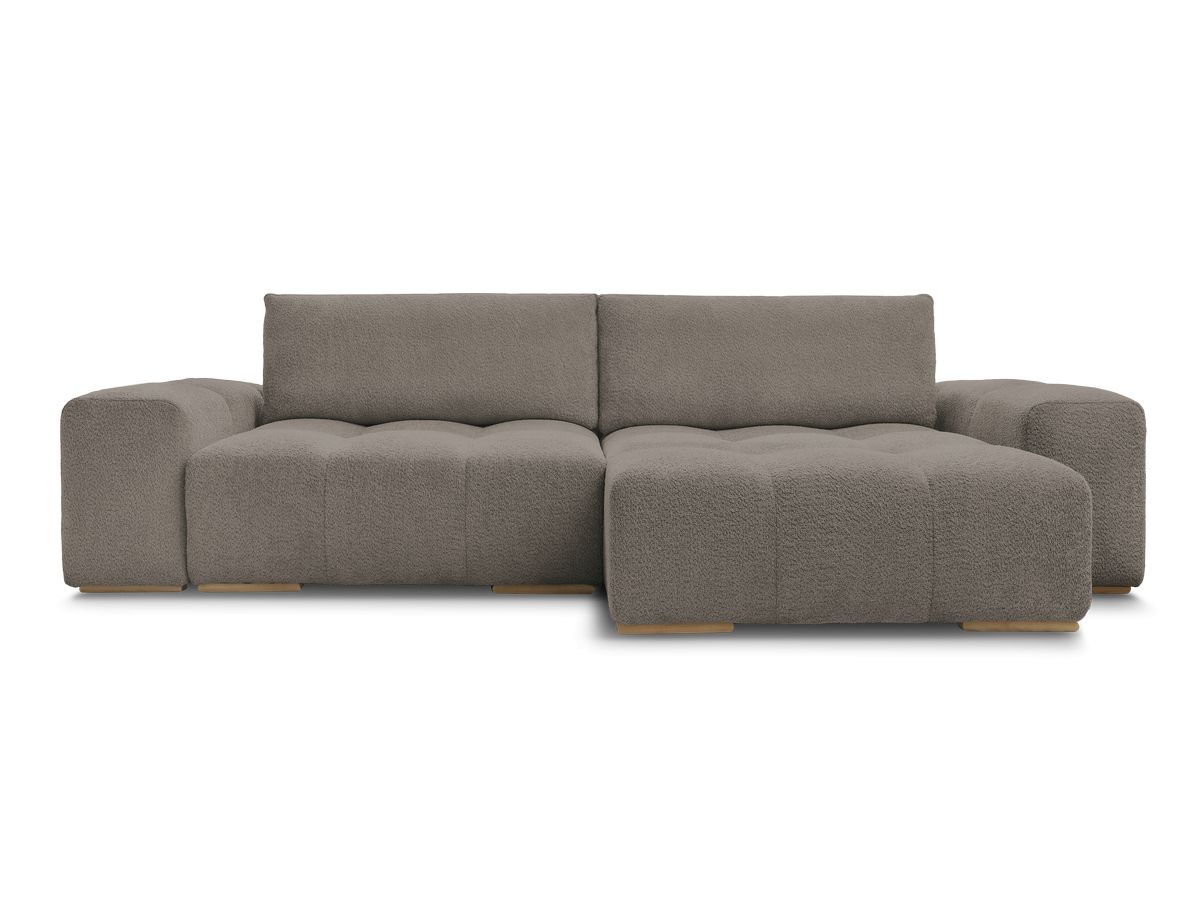 Canapé d'angle fixe EVEREST tissu chiné - Orange - Angle droit - 10 coussins